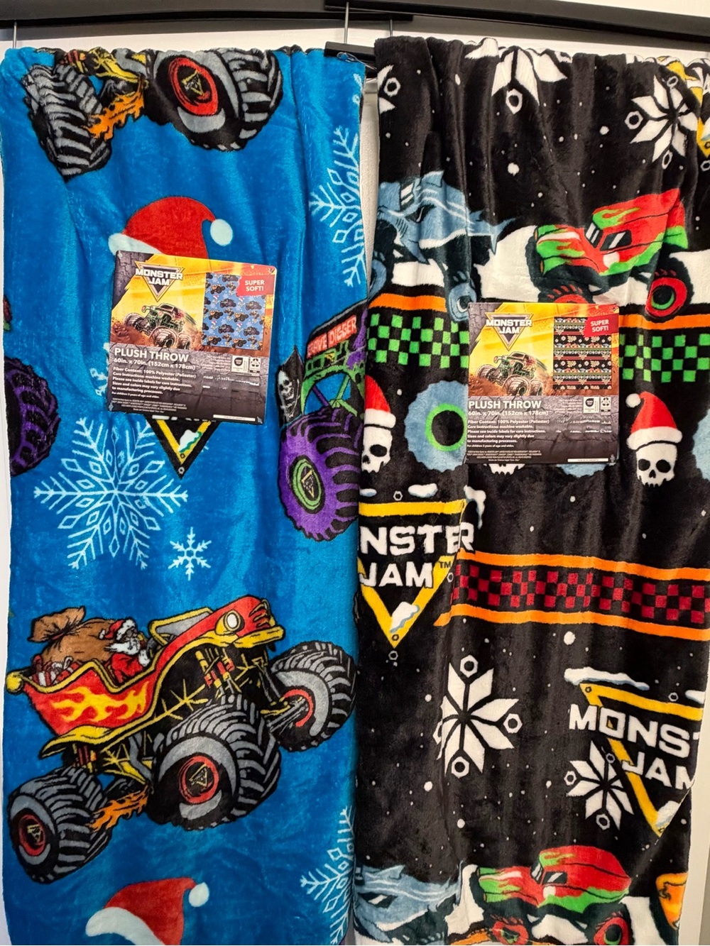 Monster Jam Christmas Plush Throw Blanket SET